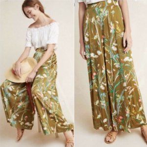 Anthropologie Maeve Shiloh Palazzo Wide Leg Floral Bird Print Pants S Small